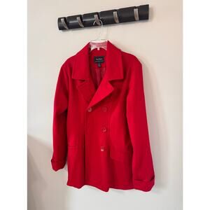 EUC Steve & Barry's red double-breasted wool/polyester peacoat, size XL